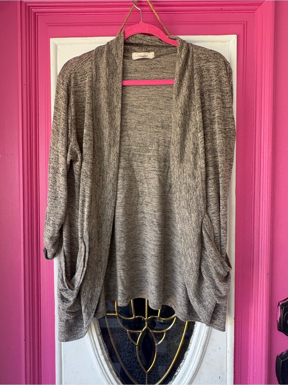 Blush Heathered Gray Open-Front Women’s Cardigan